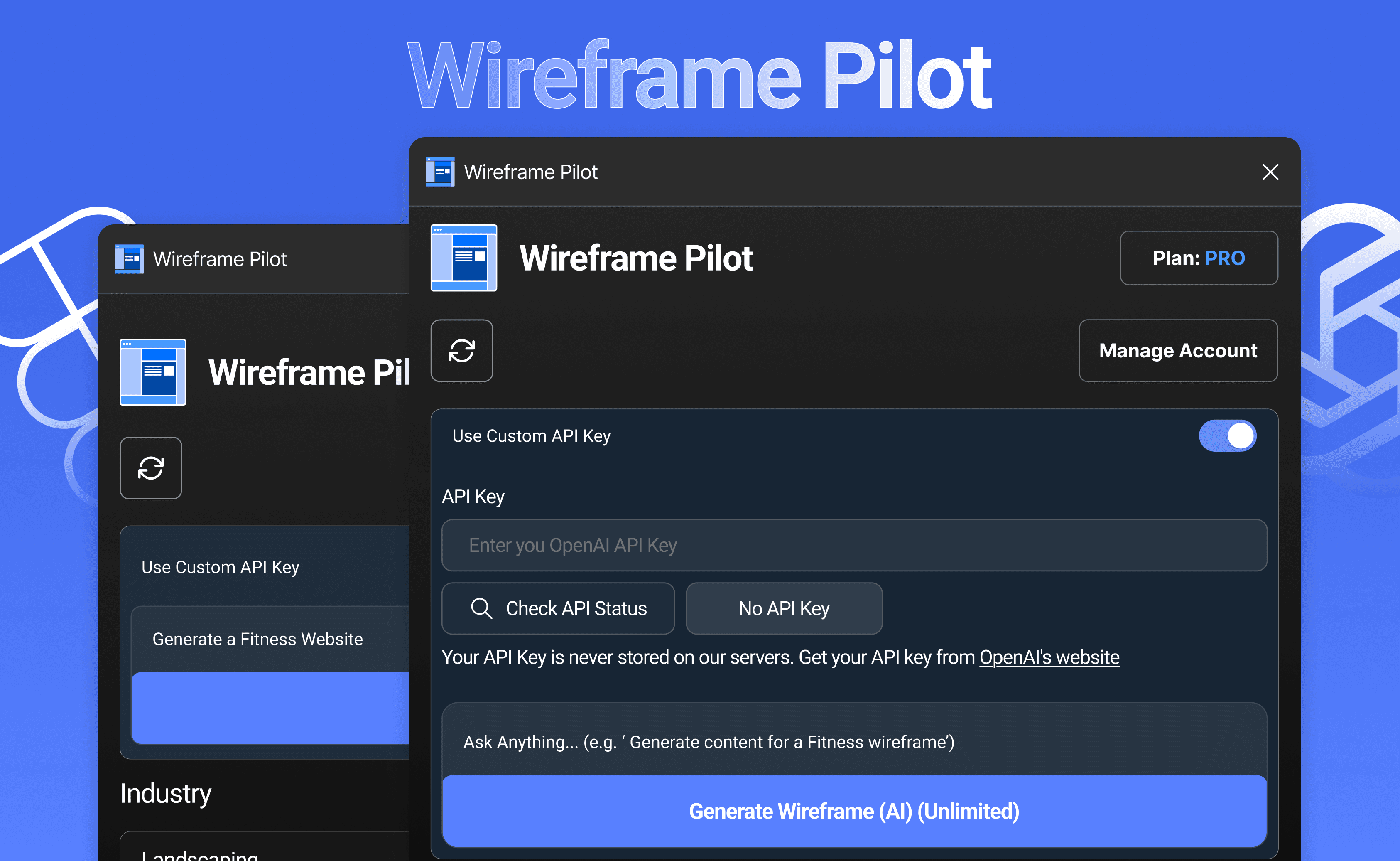 Wireframe Pilot Hero